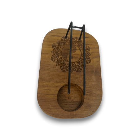 Palo Santo Yin and Yang Design Teak Wood Burner - 15x10cm - Handmade