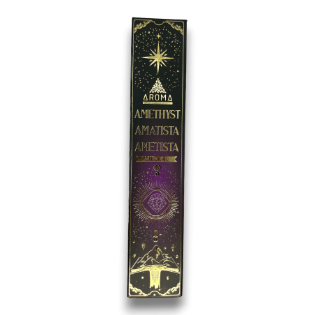 Kit Incenso Ametista AROMA Smudge Crystal - Bastoncini di incenso con minerali - 1 scatola da 20gr.