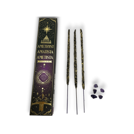 Amethist Wierook AROMA Smudge Crystal Incense Kit - Wierookstokjes met mineralen - 1 doosje van 20gr.