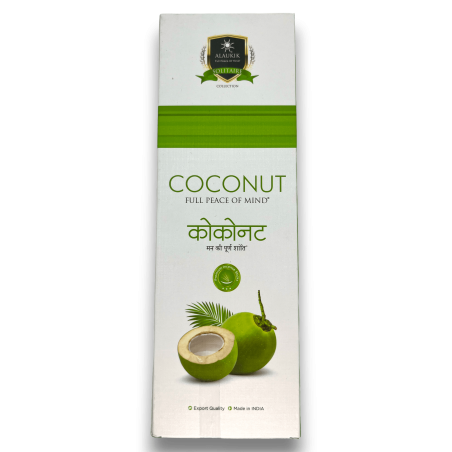 Encens Coco Alaukik - Noix de coco - Grand Pack 90gr - 55-65 bâtonnets - Fabriqué en Inde