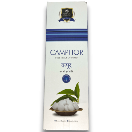 Encens Camphre Alaukik - Camphre - Grand Pack 90gr - 55-65 sticks - Fabriqué en Inde