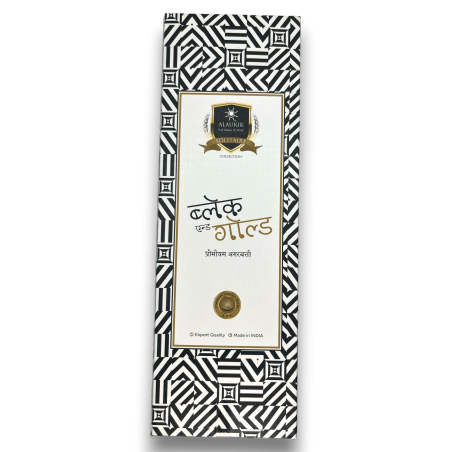 Alaukik Incense Black and Gold Large Pack 90gr - 55-65 sticks - Made in India