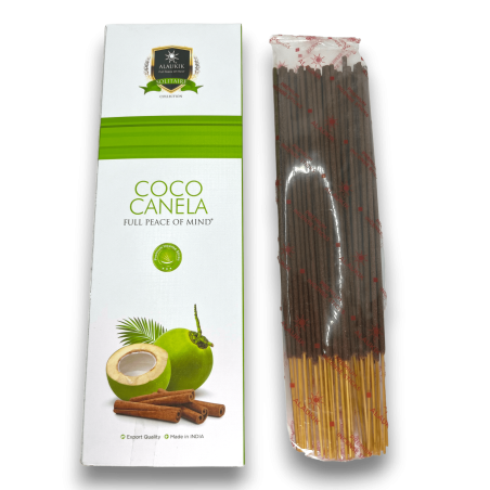 Alaukik Kokosnuss Zimt Räucherstäbchen - Kokosnuss Zimt - Große Packung 90gr - 55-65 Stäbchen - Made in India