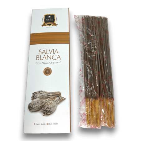 Alaukik White Sage Incense - White Sage - Large Pack 90gr - 55-65 sticks - Made in India