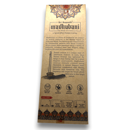 Corda di incenso Nag Champa Madhubani Sri Sugandhi - Corda di incenso con supporto - Qualità Premium