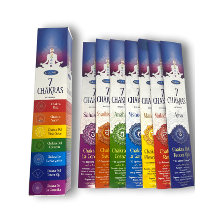 Sju Chakras Rökelse ULLAS 7 Chakras - 7 paket med 5 rökelsepinnar