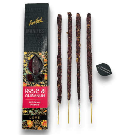 Incienso Rosa y Olíbano Amor Manifest Sree Vani Love Rose & Olibanum - Incienso Artesanal - 4 barritas gruesas calidad Extra