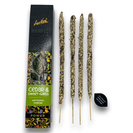 Incenso Cedro e Sweet-Grass Energy Manifest Sree Vani Power Cedar & Sweet-Grass - Incenso artesanal - 4 varas grossas