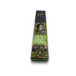 البخور الأرز والعشب الحلو بيان الطاقة Sree Vani Power Cedar & Sweet-Grass - البخور المصنوع يدويًا - 4 أعواد سميكة