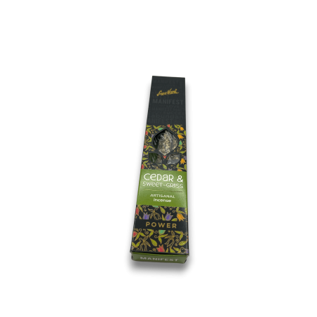 البخور الأرز والعشب الحلو بيان الطاقة Sree Vani Power Cedar & Sweet-Grass - البخور المصنوع يدويًا - 4 أعواد سميكة
