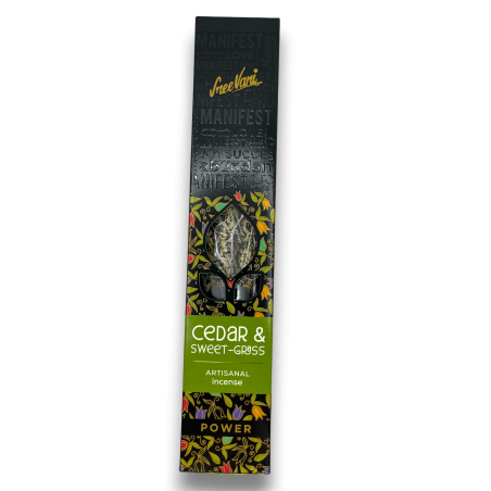 Rökelse Cedar och Sweet Grass Energy Manifest Sree Vani Power Cedar & Sweet-Grass - Handgjord rökelse - 4 tjocka pinnar