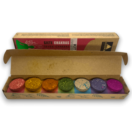 Seven Chakras Kit AROMA 7 Chakras - Rökelsepinnar och 7 aktiverade defuming-lökar Eco Artisanal