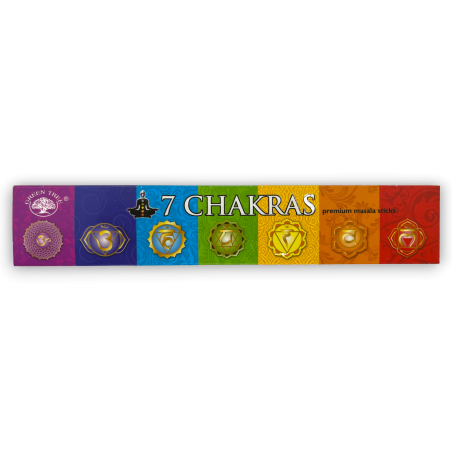 Green Tree 7 Chakras rökelse - Premium Masala Sticks - 1 låda med 15gr.