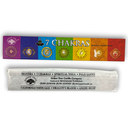 Encens 7 Chakras Green Tree - Premium Massala Sticks - 1 paquet de 15gr.