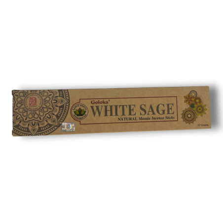 Incienso Salvia Blanca Orgánico GOLOKA White Sage - Natural Masala Incense - 1 cajetilla de 15gr