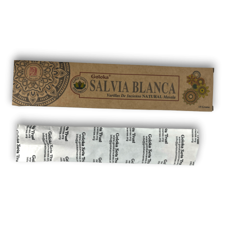 Incienso Salvia Blanca Orgánico GOLOKA White Sage - Natural Masala Incense - 1 cajetilla de 15gr