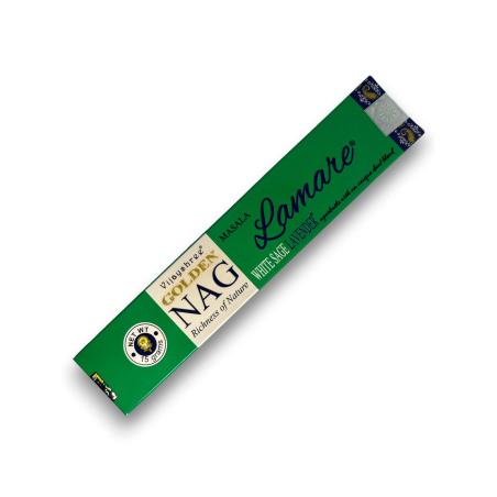 Lamare White Sage & Lavender Incense GOLDEN NAG عطر Lamare White Sage & Lavander Vijayshree - صندوق واحد من 15 جرام.