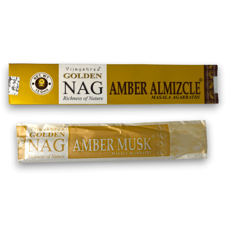 Encens Ámbar Almizcle GOLDEN NAG Amber Musk Vijayshree Fragance - 1 Cajetilla de 15gr.