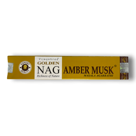 Encens Ámbar Almizcle GOLDEN NAG Amber Musk Vijayshree Fragance - 1 Cajetilla de 15gr.