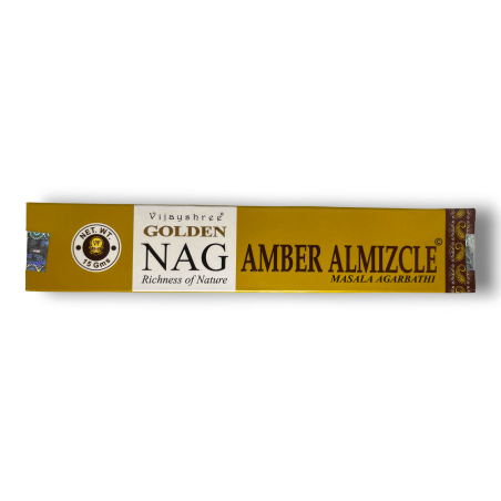 Incienso Ámbar Almizcle GOLDEN NAG Amber Musk Vijayshree Fragance - 1 Cajetilla de 15gr.