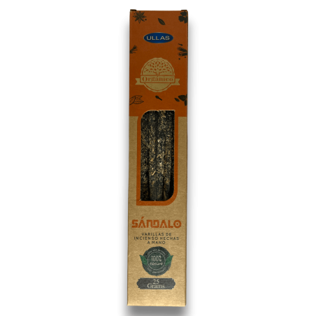 ウラス サンダルウッド お香 - サンダルウッド - ハンドメイド - 25gr - インド製 - 100% 天然 - ULLASオーガニック お香