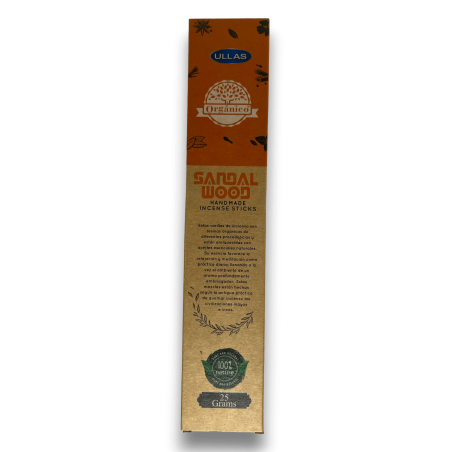 Ullas Sandelhout Wierook - Sandelhout - Handgemaakt - 25gr - Gemaakt in India - 100% natuurlijk - ULLAS biologische wierook