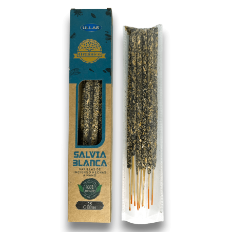 White Sage Ullas Incense - White Sage - Handmade - 25gr - Made in India - 100% Natural - Organic ULLAS Incense