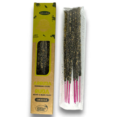 Kadzidło Ullas Rue - Arruda - ULLAS - Ręcznie robione - 25gr - Wyprodukowano w Indiach - 100% naturalne - Kadzidło organiczne UL