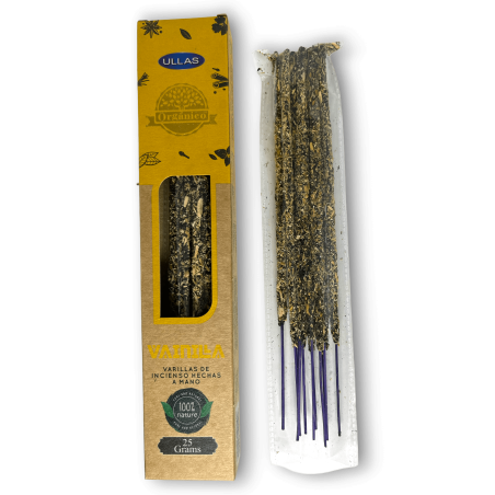 Ullas Vanilla Rökelse - ULLAS - Handgjord - 25gr - Tillverkad i Indien - 100% Naturlig - ULLAS Ekologisk Rökelse