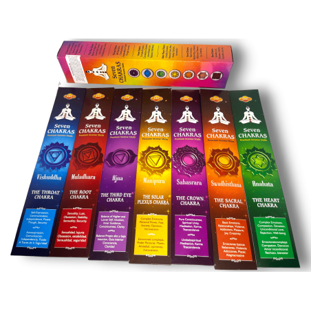SAC Incienso de los 7 Chakras - SAC Seven Chakras Paquete de 35 varillas de incienso (7 paquetitos de 5 varillas)