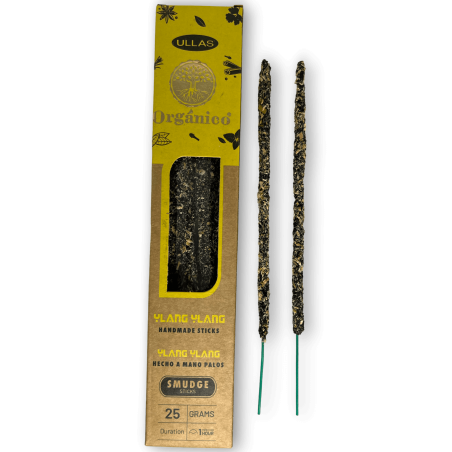 Incenso Ullas Ylang Ylang - Fatto a mano - 25gr - Prodotto in India - 100% Naturale - Incenso biologico ULLAS