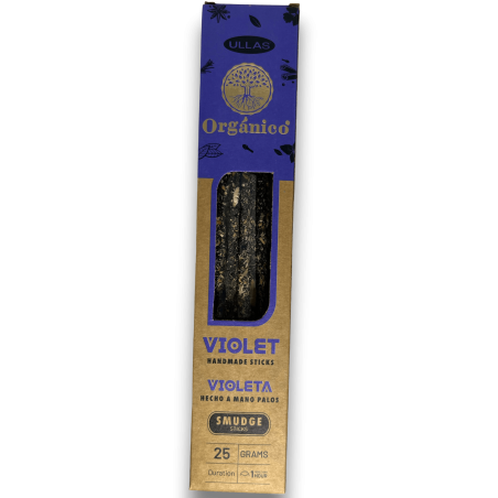 Encens Ullas Violet - Violet - Fait main - 25gr - Fabriqué en Inde - 100% Naturel - Encens Bio ULLAS