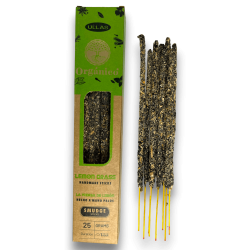 Incienso Ullas de Hierba de Limón - Lemon Grass - Hecho a mano - 25gr - Hecho en India - 100% Natural - ULLAS Incienso Orgánico