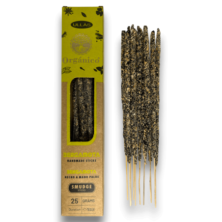 Incienso Ullas de Bergamota - Hecho a mano - 25gr - Hecho en India - 100% Natural - ULLAS Incienso Orgánico