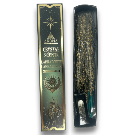 Labradorit Rökelse AROMA Smudge Labradorite Incense Kit - Rökelsepinnar med mineraler - 1 låda med 20gr.