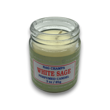 Bougie Nag Champa Satya Pot de Sauge Blanche - Nettoyage et Purification - 85gr. - Durée 24 heures