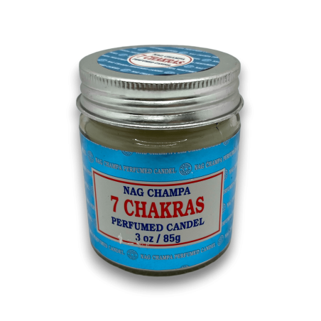 7 Chakren Nag Champa Satya Kerzenglas - 85gr. - 24 Stunden Dauer