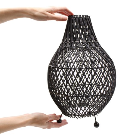 Zwarte Rieten Tafellamp - 39x24cm