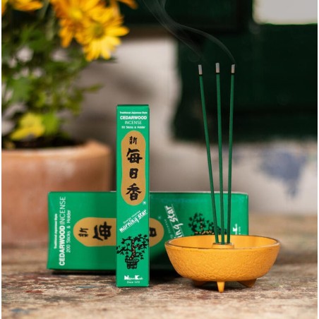 Incienso Japonés Morning Star Cedro Cedarwood Nippon Kodo (20g) 50 barritas + incensario