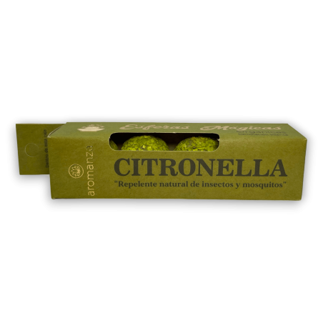 Citronella Magic Spheres AROMANZA - Iluminarte Argentina - 4 natural repellent smoke bombs for insects and mosquitoes