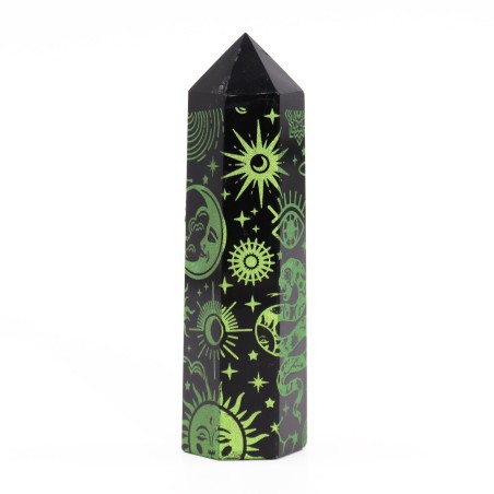 Black Obsidian Tips (approx. 60-70 g, 9 cm) - Mystic Story - Green Forest