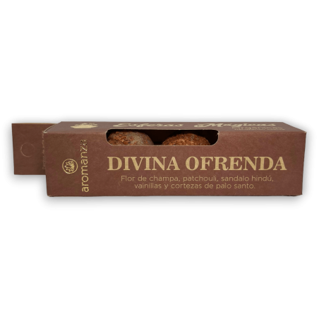 Magic Spheres Divine Offering AROMANZA - Iluminarte Argentina - 4 Bombitas Champa, Patchouli, Sandelholz, Vanille und Palo Santo