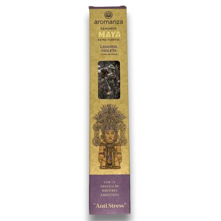 Sahumos Maya Lavanda Violeta Anti Stress Aromanza Inciensos - Iluminarte Argentina - 3 barritas extra Grandes / Fuertes