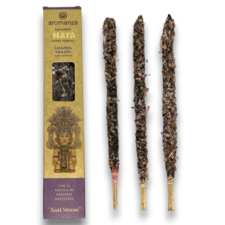 Sahumos Maya Lavender Violet Anti Stress Aromanza Incense - Iluminarte Argentina - 3 bardzo duże / mocne laski