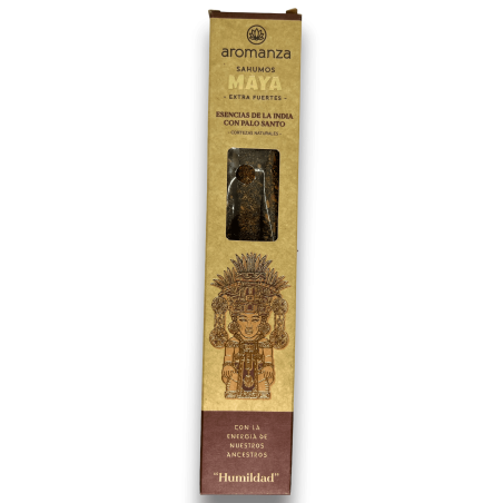 Essências Maias Sahumos da Índia com Palo Santo Humildade Aromanza Incensos - Iluminarte Argentina - 3 bastões extra grandes
