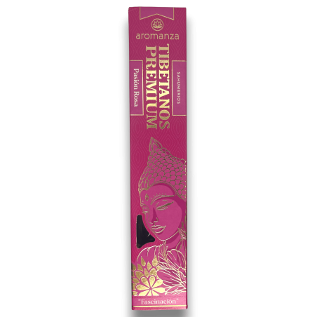Incienso Tibetano Premium Pasión Rosa Fascinación Aromanza Inciensos - Iluminarte Argentina - 8 varillas gruesas