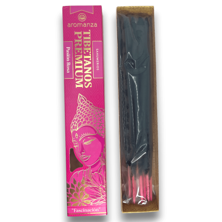 Incienso Tibetano Premium Pasión Rosa Fascinación Aromanza Inciensos - Iluminarte Argentina - 8 varillas gruesas