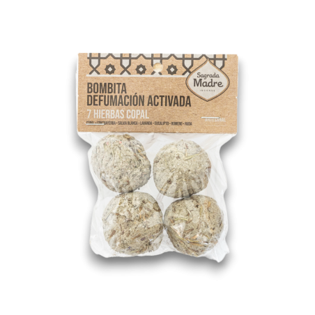 Bombitas 7 Herbs Copal Sagrada Madre Bag - Copal Smoking, Yerba, White Sage, Lavender, Eucalyptus, Rosemary and Rue - 4u