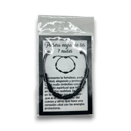 7 Knot Black Rope Bracelet - HOSTENATURA Protection against negative energy