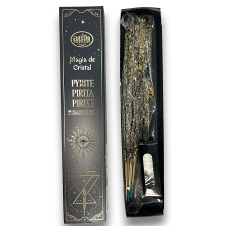 Encens Pirita Màgia de Cristall Aum Fragrances - Encens amb capseta de vidres de Pirita - 20gr.